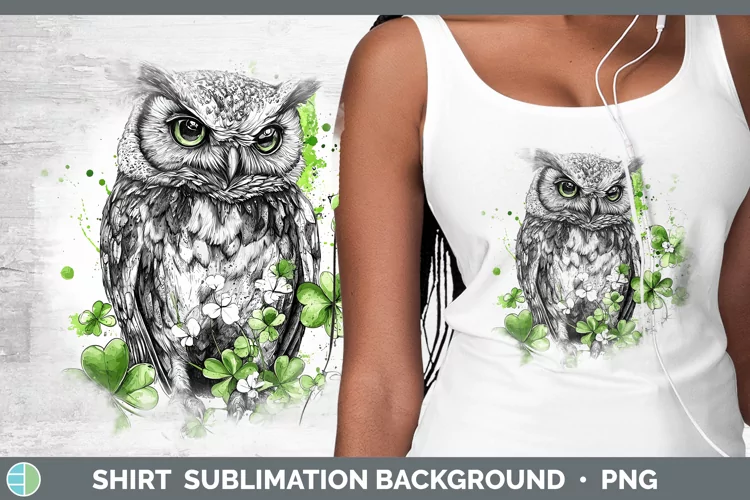 St Patricks Splash Owl Shirt Sublimation Sublimation Backgro