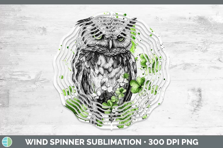 St Patricks Splash Owl Wind Spinner Sublimation Spinner Desi