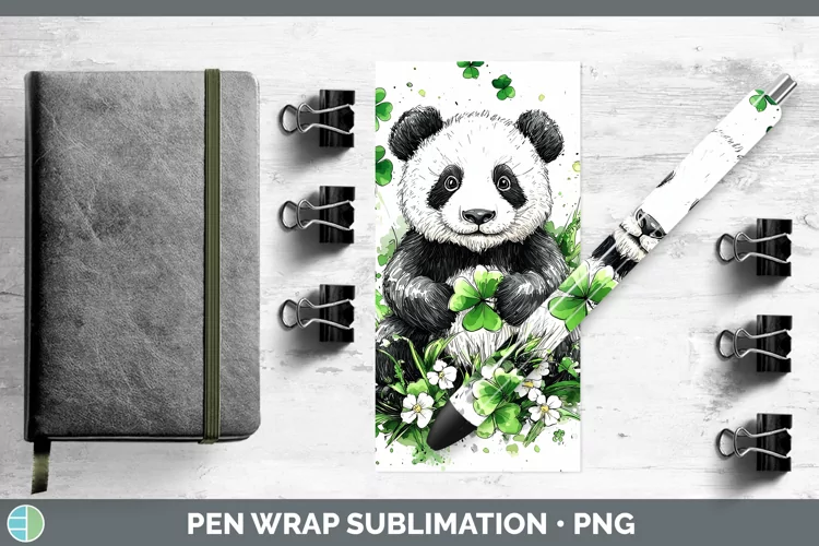 St Patricks Splash Panda Pen Wrap Sublimation Pen Designs