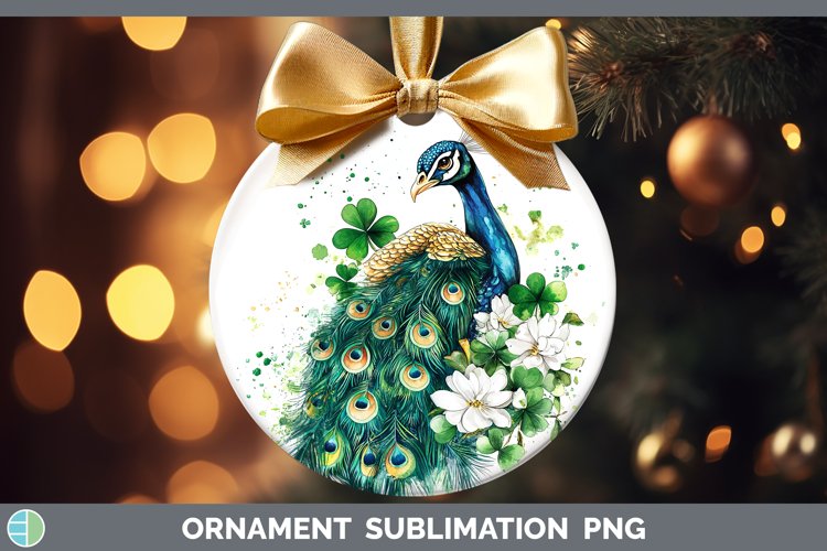 St Patricks Splash Peacock Ornament Sublimation Bauble Desig