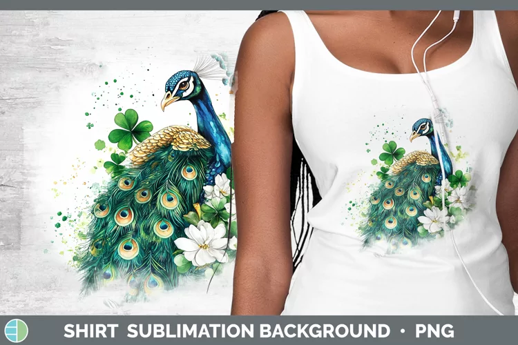 St Patricks Splash Peacock Shirt Sublimation Sublimation Bac