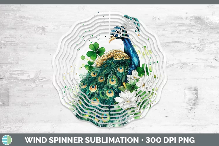 St Patricks Splash Peacock Wind Spinner Sublimation Spinner