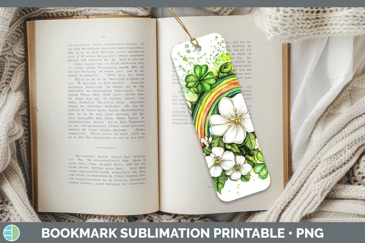 St Patricks Splash Rainbow Bookmark Sublimation Printable De