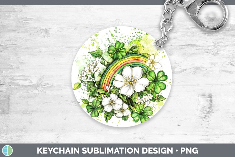 St Patricks Splash Rainbow Keychain Sublimation Keyring Desi