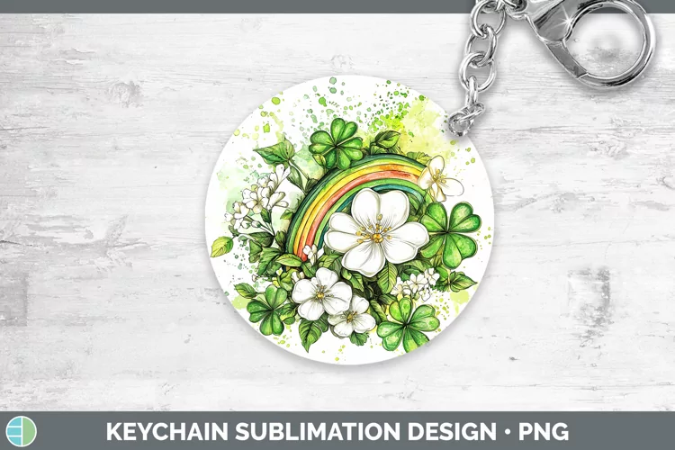 St Patricks Splash Rainbow Keychain Sublimation Keyring Desi