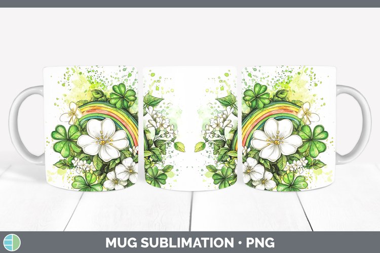 St Patricks Splash Rainbow Mug Wrap Sublimation Coffee Cup D