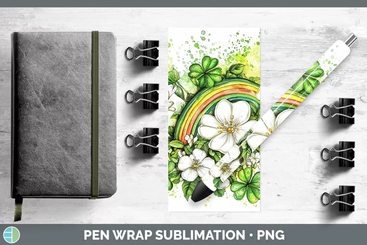 St Patricks Splash Rainbow Pen Wrap Sublimation Pen Designs