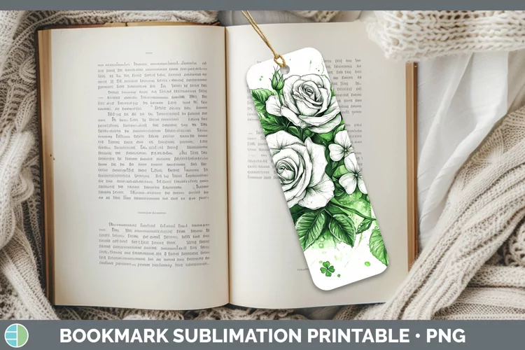 St Patricks Splash Rose Bookmark Sublimation Printable Desig