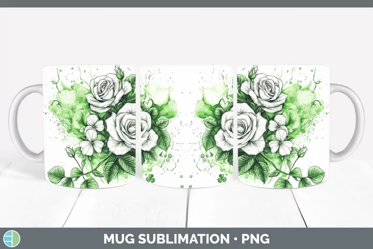 St Patricks Splash Rose Mug Wrap Sublimation Coffee Cup Desi