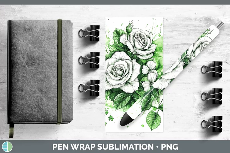 St Patricks Splash Rose Pen Wrap Sublimation Pen Designs