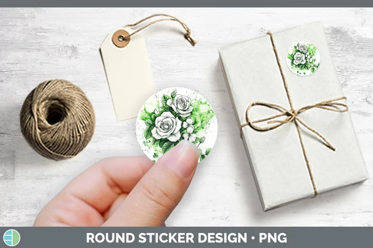 St Patricks Splash Rose Stickers | Round Labels Designs