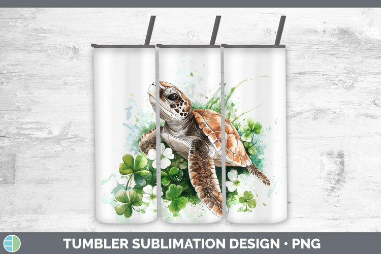 St Patricks Splash Sea Turtle Tumbler Sublimation 20 oz Skin