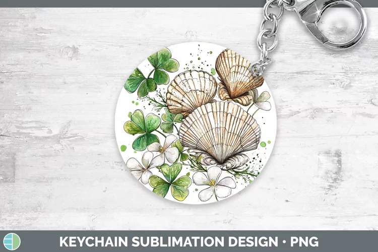 St Patricks Splash Seashell Keychain Sublimation Keyring Des