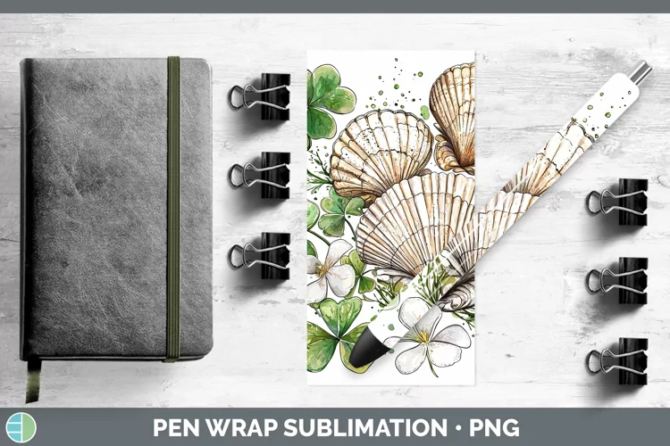 St Patricks Splash Seashell Pen Wrap Sublimation Pen Designs