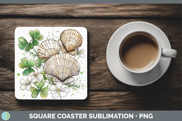 St Patricks Splash Seashell Square Coaster Sublimation Coast