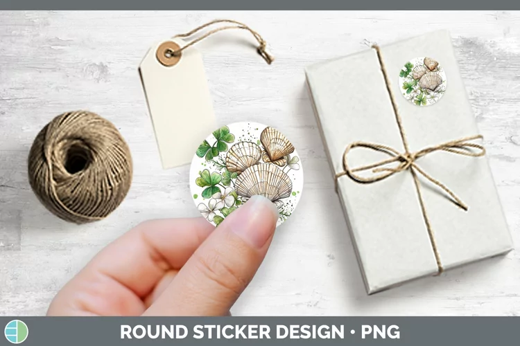 St Patricks Splash Seashell Stickers | Round Labels Designs