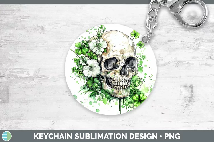 St Patricks Splash Skull Keychain Sublimation Keyring Design