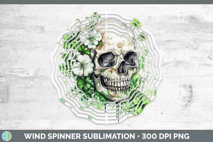 St Patricks Splash Skull Wind Spinner Sublimation Spinner De