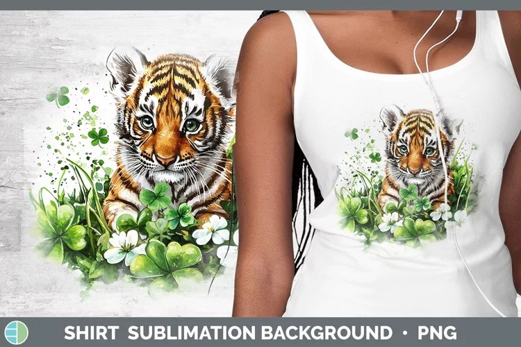 St Patricks Splash Tiger Shirt Sublimation Sublimation Backg
