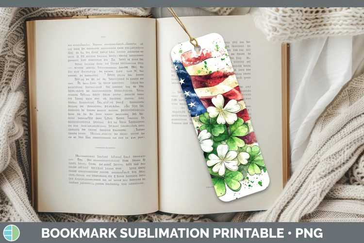 St Patricks Splash USA Flag Bookmark Sublimation Printable D