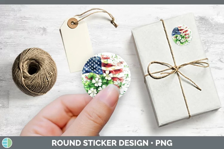 St Patricks Splash USA Flag Stickers | Round Labels Designs