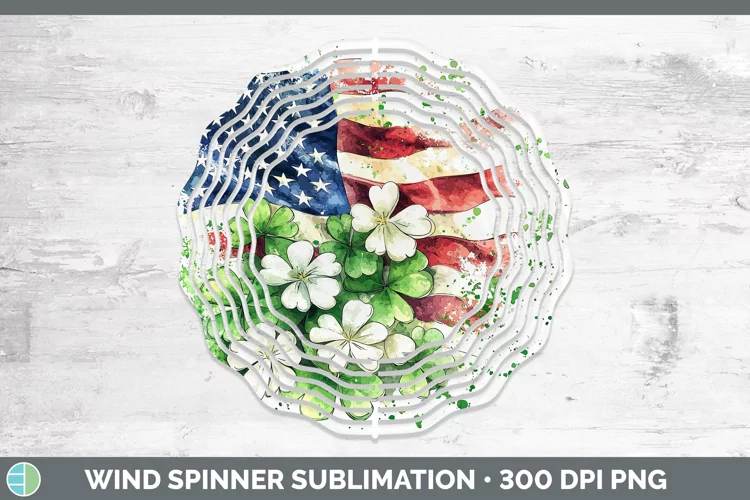 St Patricks Splash USA Flag Wind Spinner Sublimation Spinner