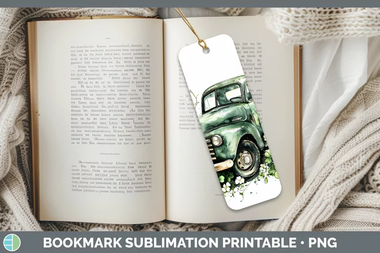St Patricks Splash Vintage Truck Bookmark Sublimation Printa