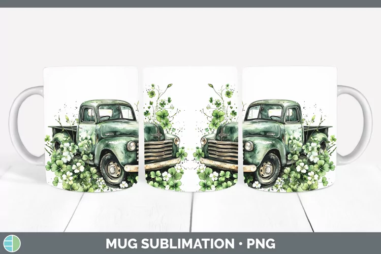 St Patricks Splash Vintage Truck Mug Wrap Sublimation Coffee