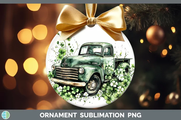 St Patricks Splash Vintage Truck Ornament Sublimation Bauble