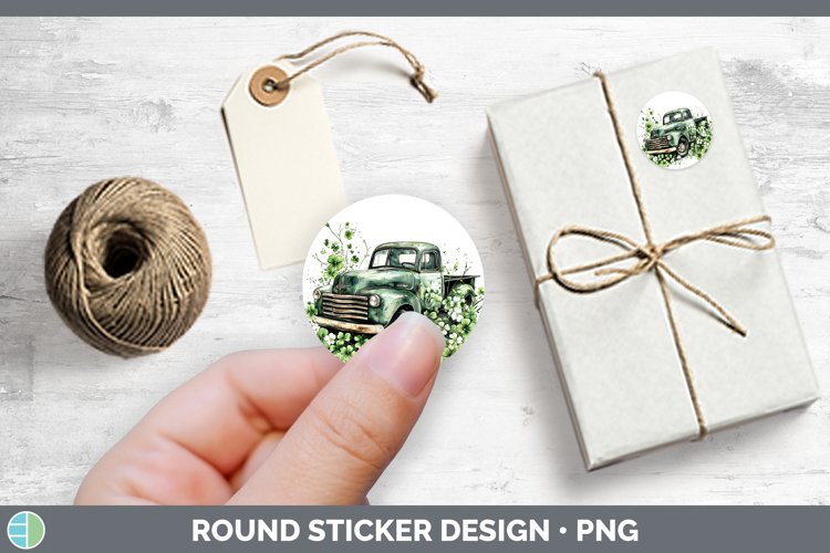 St Patricks Splash Vintage Truck Stickers | Round Labels Des
