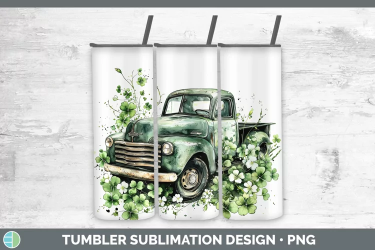 St Patricks Splash Vintage Truck Tumbler Sublimation 20 oz S