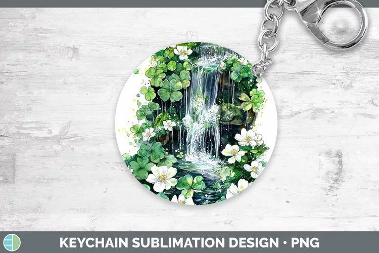 St Patricks Splash Waterfall Keychain Sublimation Keyring De