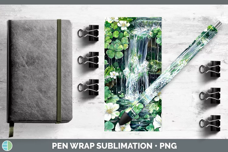 St Patricks Splash Waterfall Pen Wrap Sublimation Pen Design