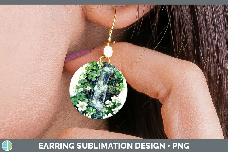 St Patricks Splash Waterfall Round Earrings Sublimation Earr