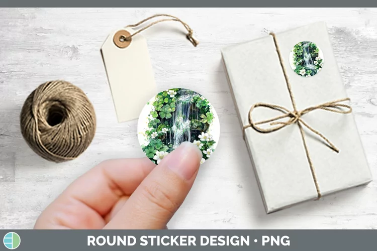 St Patricks Splash Waterfall Stickers | Round Labels Designs