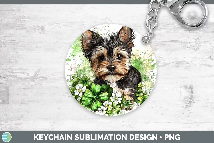 St Patricks Splash Yorkshire Terrier Keychain Sublimation Ke