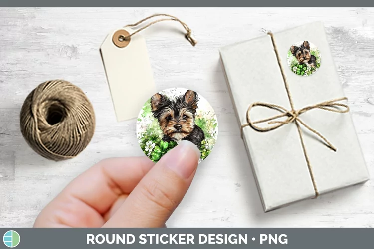 St Patricks Splash Yorkshire Terrier Stickers | Round Labels