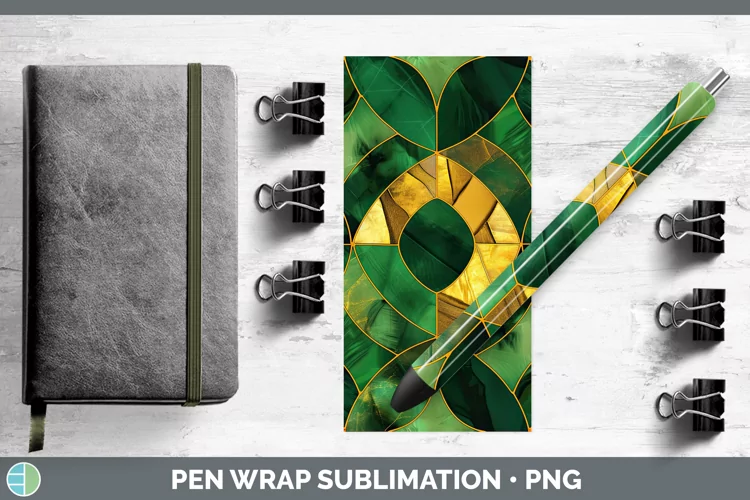 St Patricks Stained Glass Pen Wrap Sublimation Pen Designs