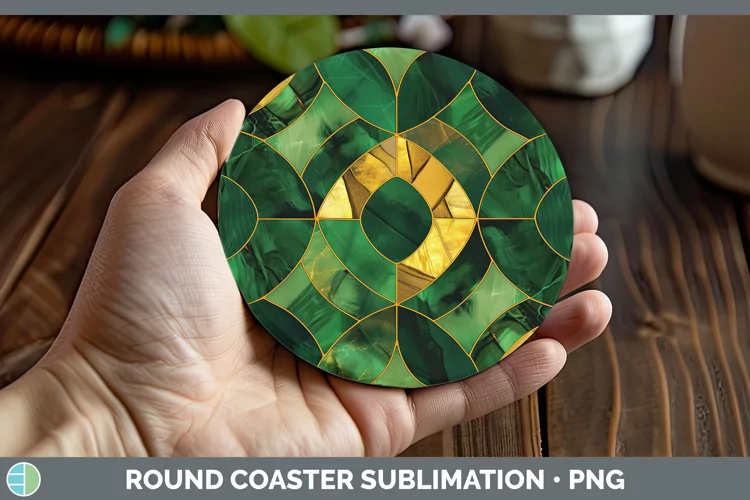 St Patricks Stained Glass Round Coaster Sublimation Coaster