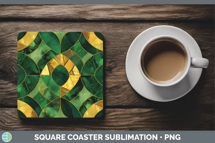 St Patricks Stained Glass Square Coaster Sublimation Coaster