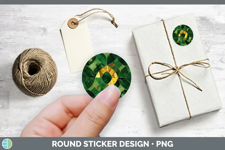 St Patricks Stained Glass Stickers | Round Labels Designs