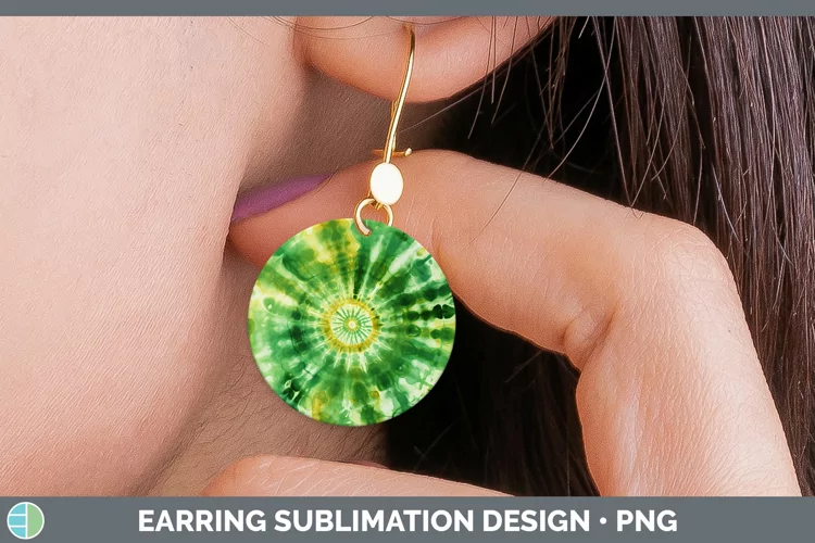 St Patricks Tie Dye Round Earrings Sublimation Earrings Desi