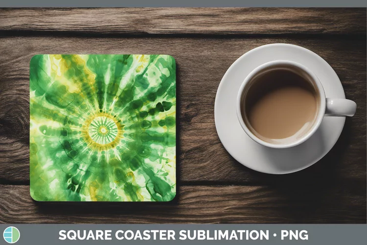 St Patricks Tie Dye Square Coaster Sublimation Coaster Desig