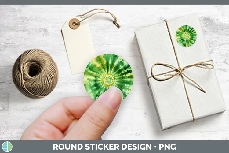 St Patricks Tie Dye Stickers | Round Labels Designs