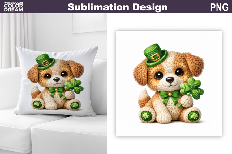 St. Patricks Day Pillow | Dog Clover Sublimation