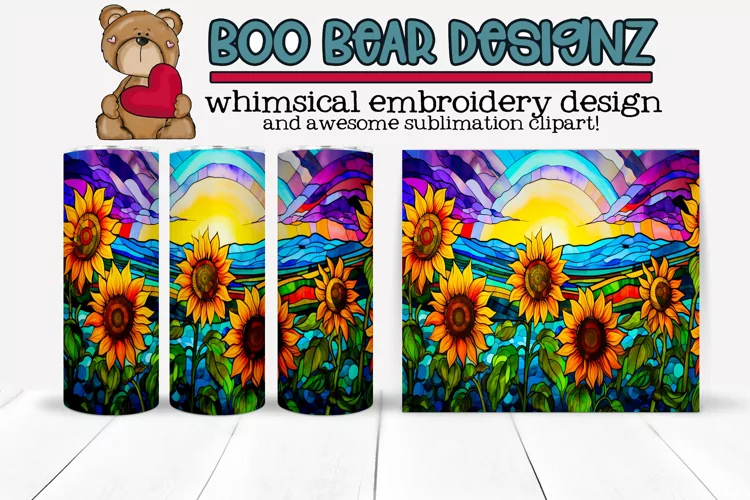 Stain Glass Sunflower Field Sublimation tumbler wrap