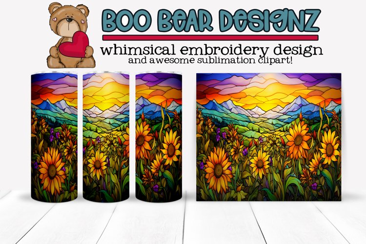 Stain Glass Wildflower Field Sublimation tumbler design