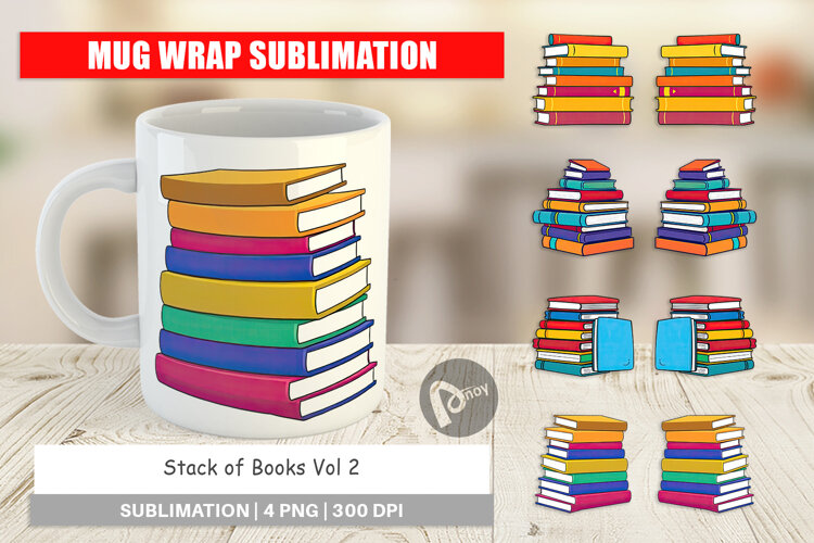 Mug Wrap Book Stack example image 1