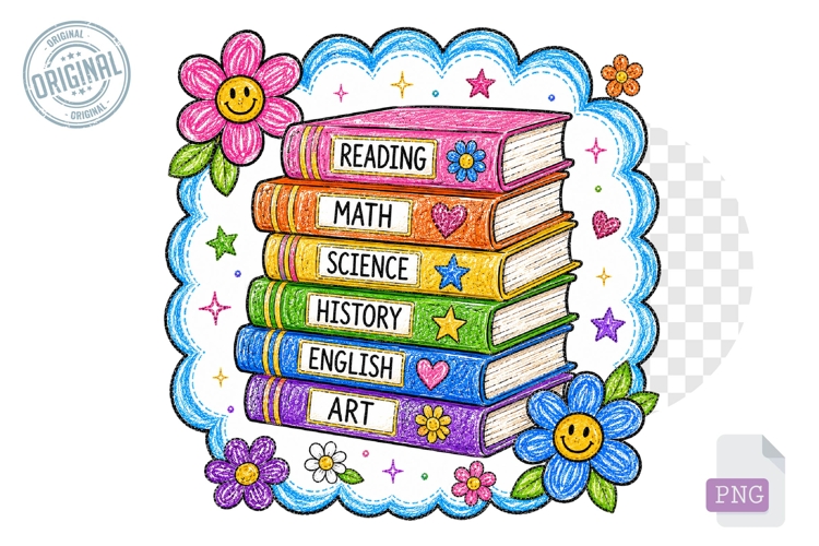 Stack of School Subject Books Clipart PNG for Students