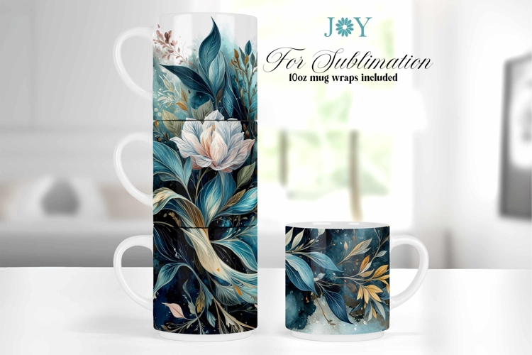 Stackable Mug Sublimation Designs - Floral 10 oz Mug Wraps